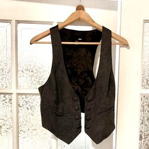 H&M Dark Grey Houndstooth Vest Size 10